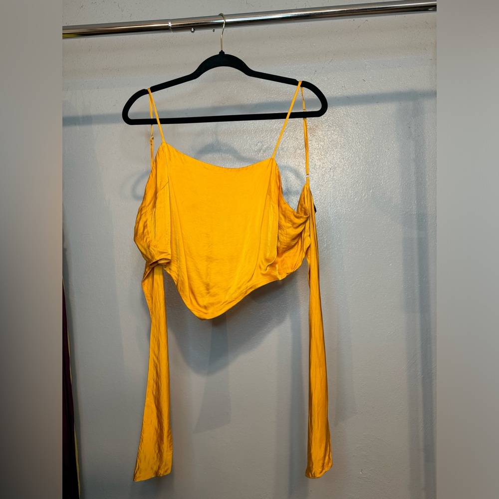 Orange tie back crop top